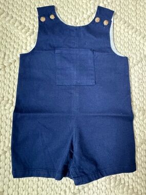 Classic Prep Navy Blue Boy’s Cotton Pique Short-all - Size 18-24m